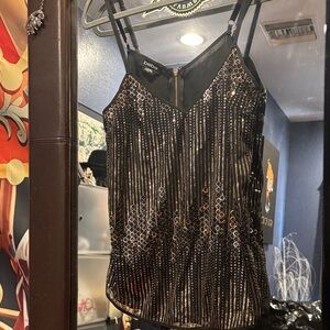 Bebe Black and Gold Sequin Camisole